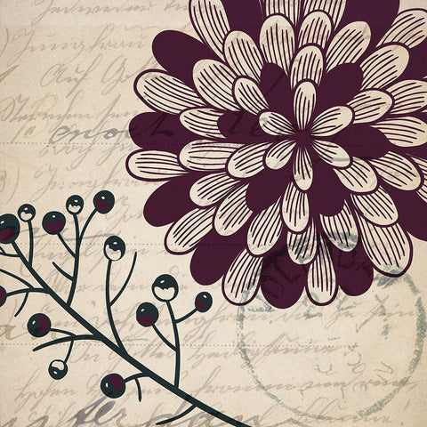 Plum Square 2 Gold Ornate Wood Framed Art Print with Double Matting by Kimberly, Allen