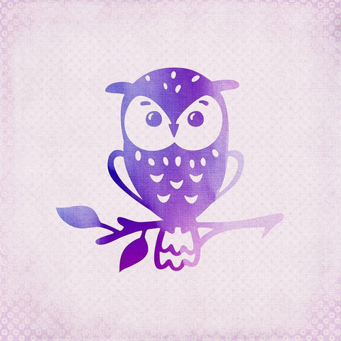 Purple Pink Owl 1 Black Modern Wood Framed Art Print with Double Matting by Kimberly, Allen