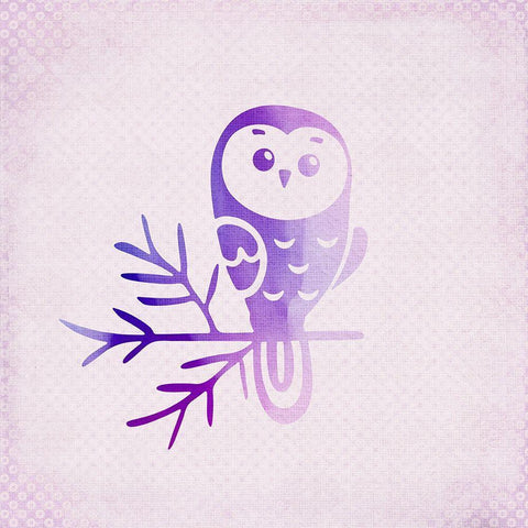 Purple Pink Owl 2 White Modern Wood Framed Art Print by Kimberly, Allen