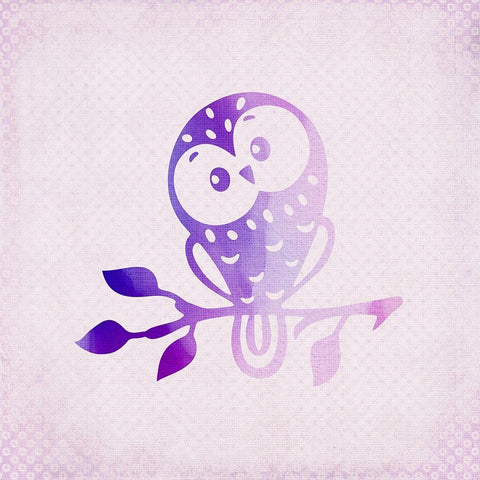 Purple Pink Owl 3 White Modern Wood Framed Art Print with Double Matting by Kimberly, Allen