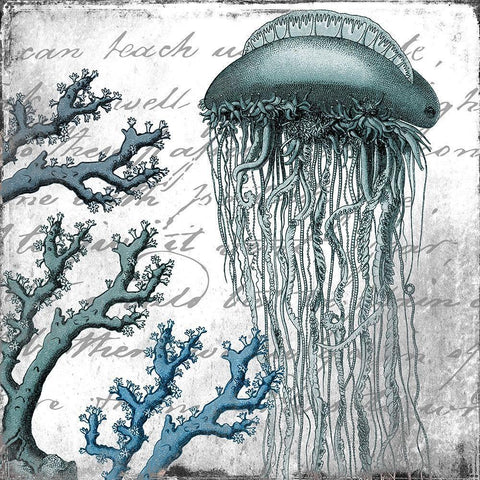 Under the Sea 1 White Modern Wood Framed Art Print by Kimberly, Allen