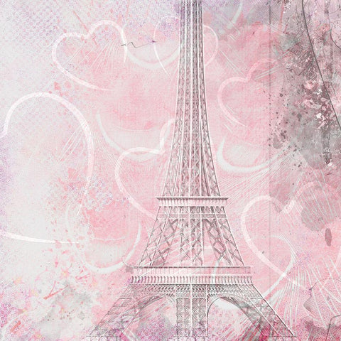 Pink Day in Paris White Modern Wood Framed Art Print by Kimberly, Allen