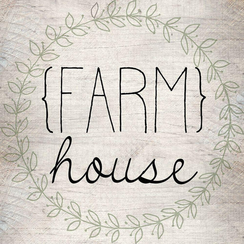 Farm House Square Gold Ornate Wood Framed Art Print with Double Matting by Kimberly, Allen