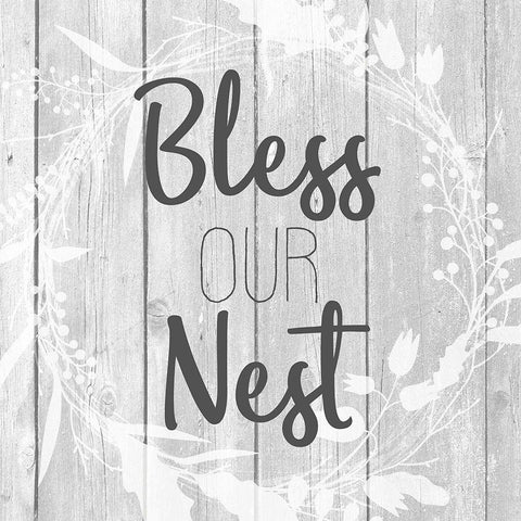 Bless our Nest White Modern Wood Framed Art Print by Kimberly, Allen