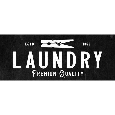 Laundry Sign Black Modern Wood Framed Art Print with Double Matting by Koetsier, Albert