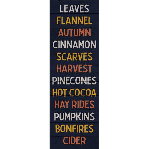 Autumn Words Blue Gold Ornate Wood Framed Art Print with Double Matting by Louise, Gigi