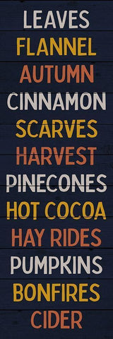 Autumn Words Blue Black Ornate Wood Framed Art Print with Double Matting by Louise, Gigi