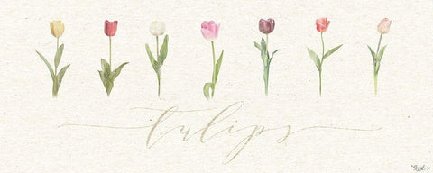 Tulips White Modern Wood Framed Art Print with Double Matting by Louise, Gigi