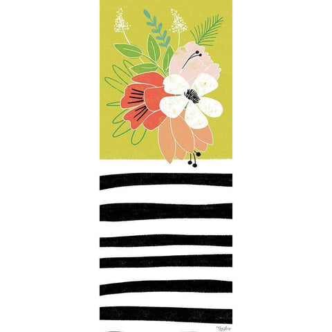 Green Floral White Modern Wood Framed Art Print by Louise, Gigi