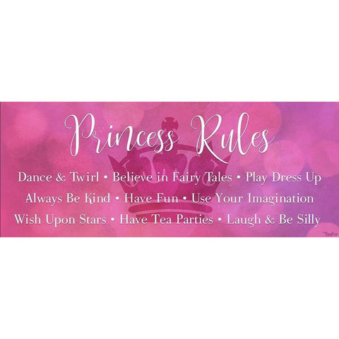 Princess Rules White Modern Wood Framed Art Print by Louise, Gigi