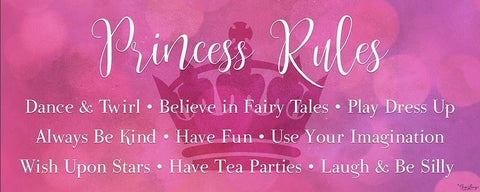 Princess Rules White Modern Wood Framed Art Print with Double Matting by Louise, Gigi