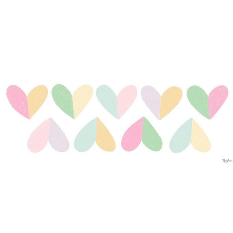 Pastel Hearts Black Modern Wood Framed Art Print with Double Matting by Louise, Gigi