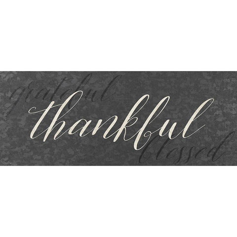 Galvanized Thankful Black Modern Wood Framed Art Print by Louise, Gigi