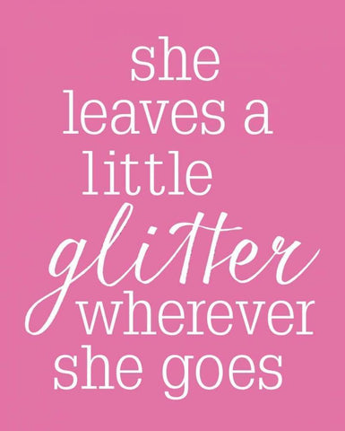 She Glitter PINK White Modern Wood Framed Art Print with Double Matting by Louise, Gigi
