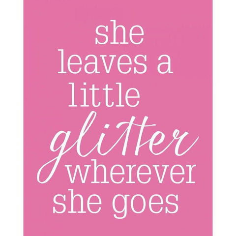 She Glitter PINK White Modern Wood Framed Art Print by Louise, Gigi