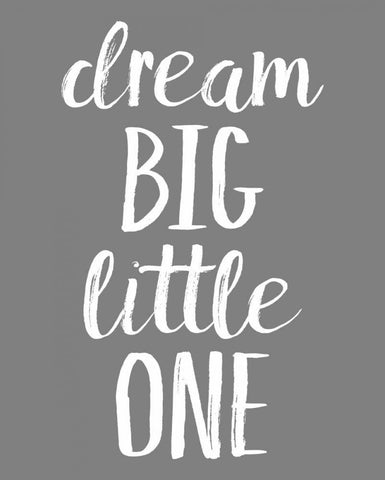 Dream Big GREY White Modern Wood Framed Art Print with Double Matting by Louise, Gigi