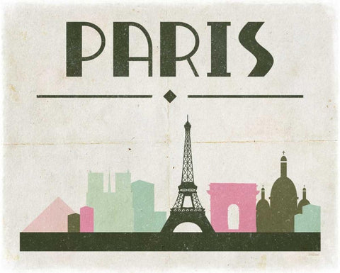 Paris White Modern Wood Framed Art Print with Double Matting by Louise, Gigi