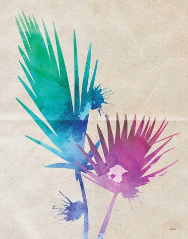 Fan Palm White Modern Wood Framed Art Print with Double Matting by Louise, Gigi