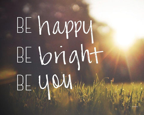 Be Happy White Modern Wood Framed Art Print with Double Matting by Louise, Gigi