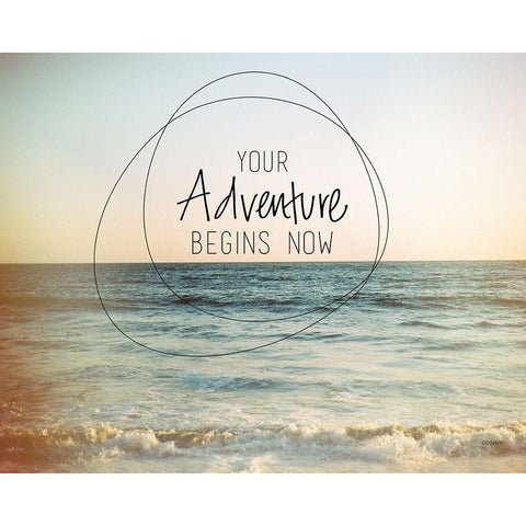 Adventure Begins Now Black Modern Wood Framed Art Print with Double Matting by Louise, Gigi