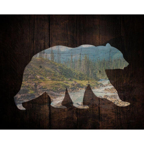 Lodge Wanderer Bear Black Modern Wood Framed Art Print by Louise, Gigi