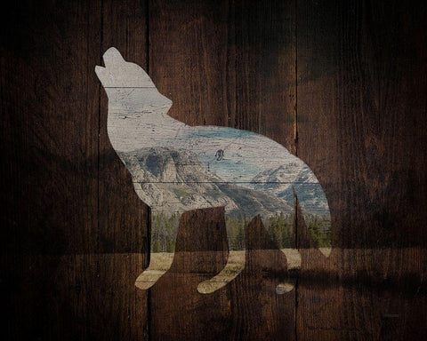 Lodge Wolf Black Ornate Wood Framed Art Print with Double Matting by Louise, Gigi