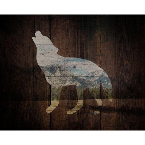 Lodge Wolf Black Modern Wood Framed Art Print with Double Matting by Louise, Gigi