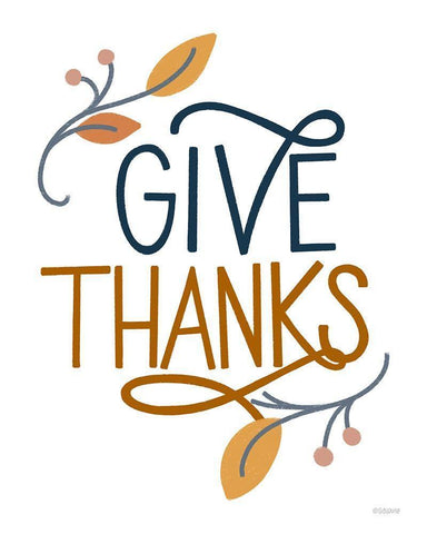 Give Thanks Black Ornate Wood Framed Art Print with Double Matting by Louise, Gigi