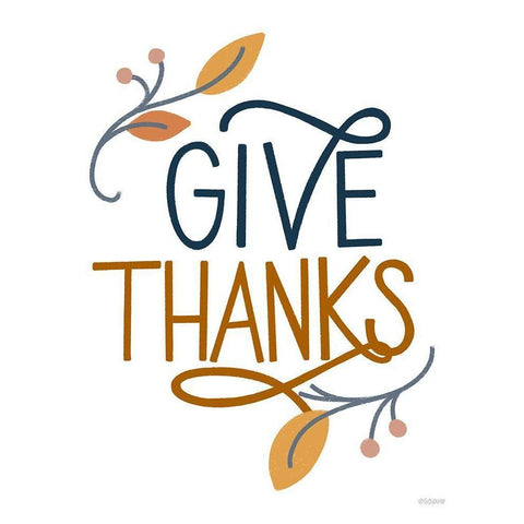 Give Thanks White Modern Wood Framed Art Print by Louise, Gigi