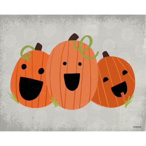 Happy Pumpkins White Modern Wood Framed Art Print by Louise, Gigi