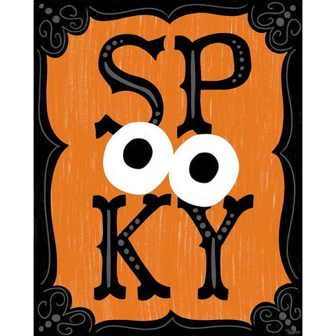 Spooky Orange Black Modern Wood Framed Art Print by Louise, Gigi