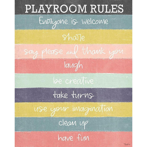 Playroom Rules v2 White Modern Wood Framed Art Print by Louise, Gigi