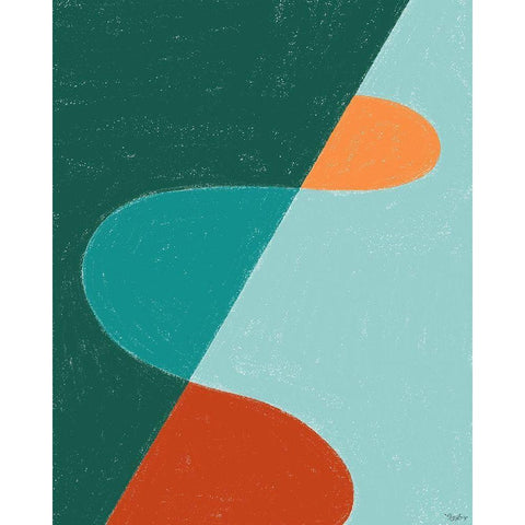 Teal Orange Abstract White Modern Wood Framed Art Print by Louise, Gigi