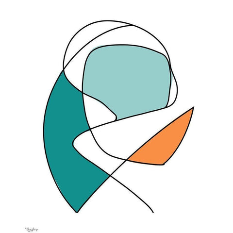 Abstract Teal Orange 2 White Modern Wood Framed Art Print by Louise, Gigi