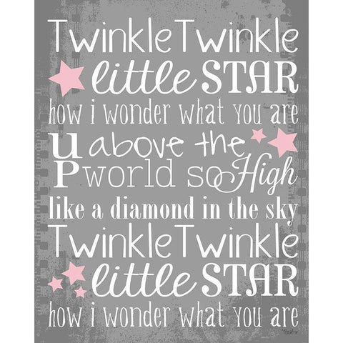 Twinkle Pink Stars White Modern Wood Framed Art Print by Louise, Gigi