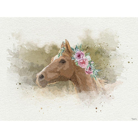 Watercolor Horse White Modern Wood Framed Art Print by Louise, Gigi