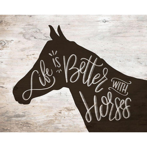 Life Better Horse White Modern Wood Framed Art Print by Louise, Gigi