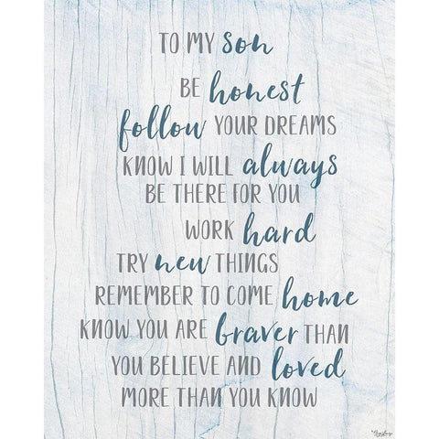 To My Son White Modern Wood Framed Art Print by Louise, Gigi