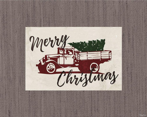 Christmas Truck Black Ornate Wood Framed Art Print with Double Matting by Louise, Gigi