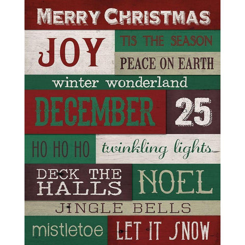 Christmas Text 2 Black Modern Wood Framed Art Print by Louise, Gigi