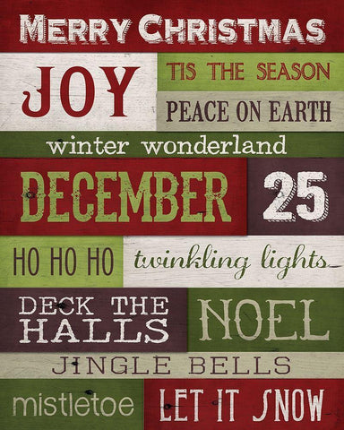 Christmas Text Black Ornate Wood Framed Art Print with Double Matting by Louise, Gigi