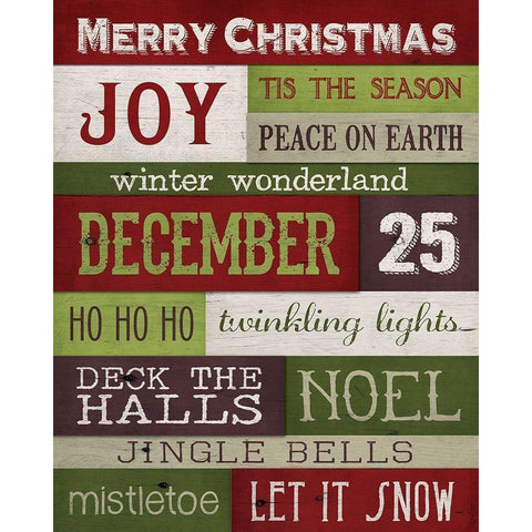 Christmas Text Gold Ornate Wood Framed Art Print with Double Matting by Louise, Gigi