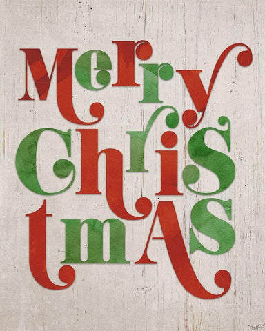 Merry Christmas White Modern Wood Framed Art Print with Double Matting by Louise, Gigi