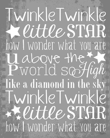 Twinkle White Stars White Modern Wood Framed Art Print with Double Matting by Louise, Gigi