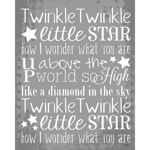 Twinkle White Stars Black Modern Wood Framed Art Print with Double Matting by Louise, Gigi