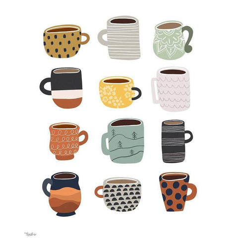Fall Coffee Black Modern Wood Framed Art Print by Louise, Gigi