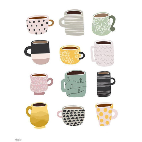 Coffee Black Modern Wood Framed Art Print by Louise, Gigi