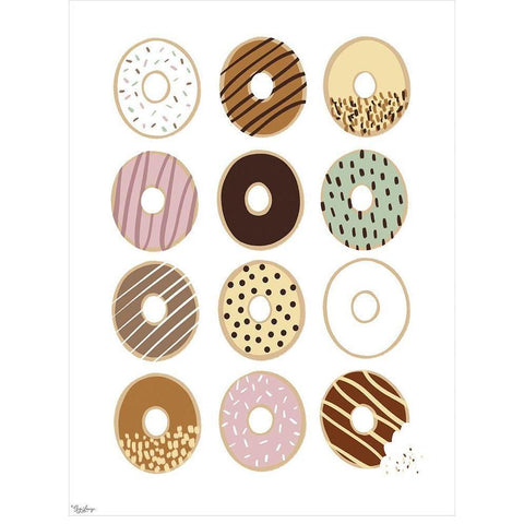 Donuts Black Modern Wood Framed Art Print with Double Matting by Louise, Gigi