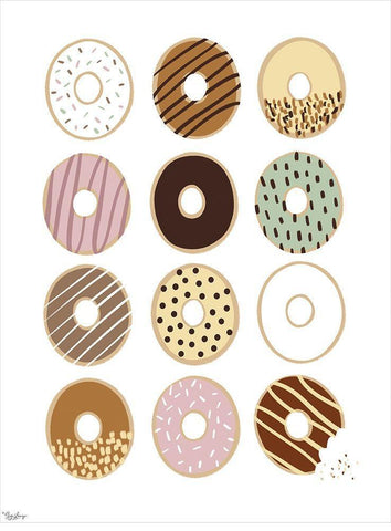 Donuts Black Ornate Wood Framed Art Print with Double Matting by Louise, Gigi