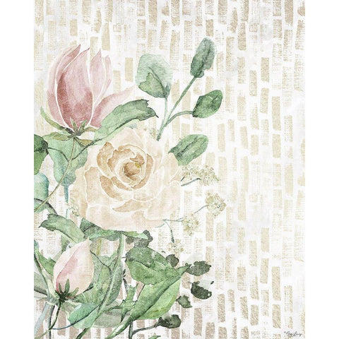 Neutral Flowers Black Modern Wood Framed Art Print with Double Matting by Louise, Gigi